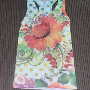 Work Out Racerback Tank w/Stretch*One Sz*Micro rhinestone beads*New